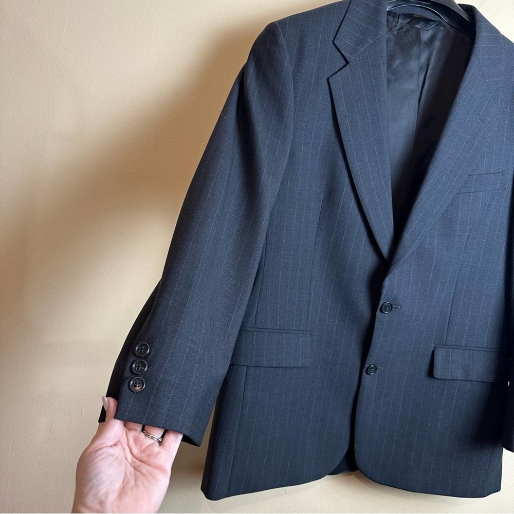 Brooks Brothers Brooksease Men's Wool Sports Coat Blazer 40R Gray Pinstripe - Picture 2 of 16